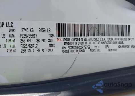 2013 Chrysler Town & Country Touring из США, поврежденный, VIN 2C4RC1BGXDR787601